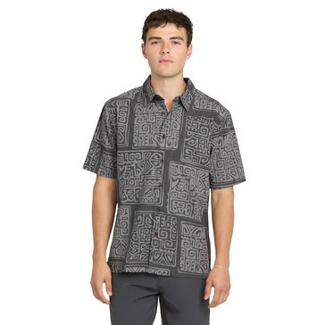 Quiksilver Men's Watermans Tiki Bay Print Short Sleeve Shirt