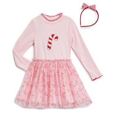 Young Hearts Toddler Girls' Candy Cane Tutu Dress