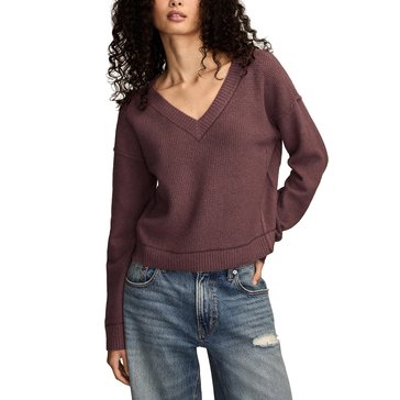 Lucky Brand Women's  Waffle V-Neck Sweater