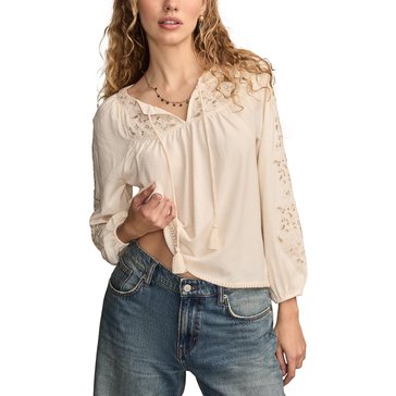 Lucky Brand Women's Embroidered Peasant Top