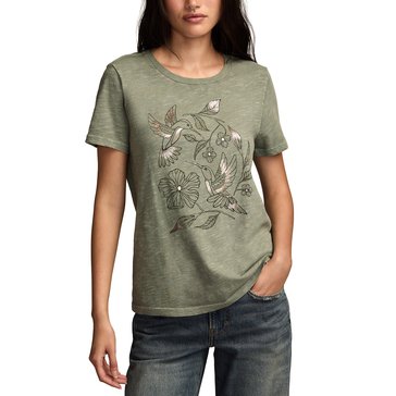 Lucky Brand Women's  Humming Birds Classic Crew
