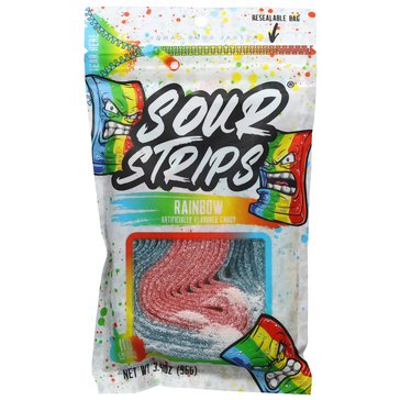 Sour Strips Rainbow Candy, 3.4oz