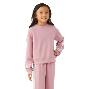 3 Paces Big Girls' Sleeve Stripe Crew Neck Sweatshirt