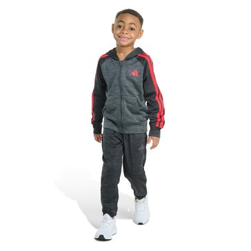 Adidas Little Boys' Poly Fleece Zip Hoodie And Jogger Set
