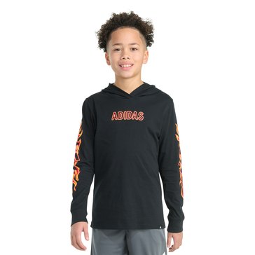 Adidas Big Boys' Hooded Flame Long Sleeve Tee