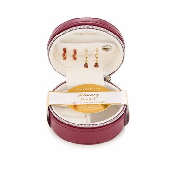 Danecraft January Garnet Colored CZ Earrings Boxed Set, Set of 2
