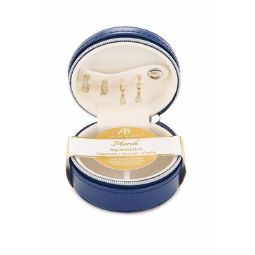 Danecraft March Aquamarine Colored CZ Earrings Boxed Set, Set of 2