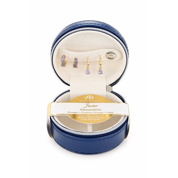 Danecraft June Alexandrite Colored CZ Earrings Boxed Set, Set of 2