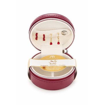 Danecraft July Ruby Colored CZ Earrings Boxed Set, Set of 2