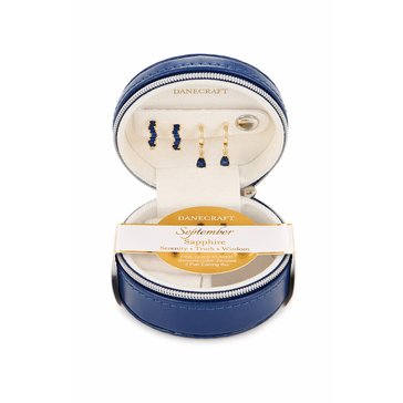 Danecraft September Sapphire Colored CZ Earrings Boxed Set, Set of 2