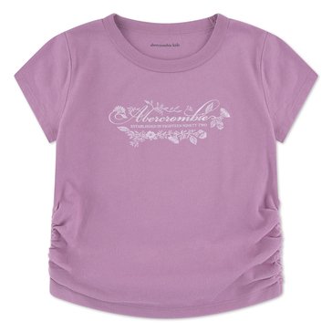 Abercrombie & Fitch Big Girls' Short Sleeve Floral Script Ruched Tee