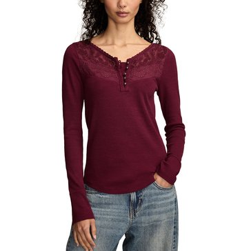 Lucky Brand Women's Lace Henley Top