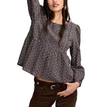 Lucky Brand Women's Novelty Striped Long Sleeve Top