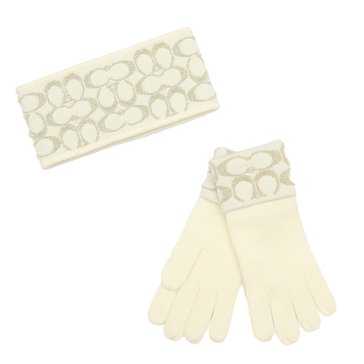 Coach Metallic Signature C Headband and Glove Box Set