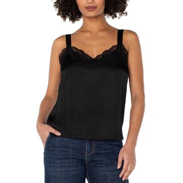 Liverpool Women's Lace Trim Woven Tank Top