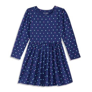 Liberty & Valor Toddler Girls' Polka Dot Long Sleeve Knit Dress