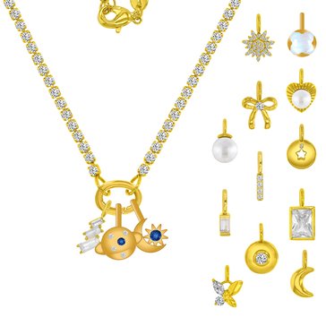 Charm Bar Tennis Chain Round Clasp Necklace 12-Day Advent Set