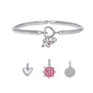 Charm Bar Bangle Love Charm Bracelet Set