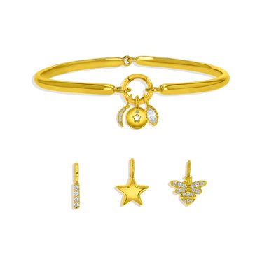 Charm Bar Bangle Bee, Star Moon Charm Bracelet Set