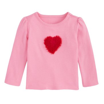 Wanderling Baby Girls' Long Sleeve Chiffon Heart Tee