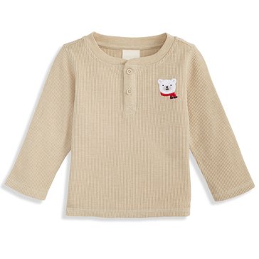 Wanderling Baby Boys' Long Sleeve Polar Bear Waffle Tee