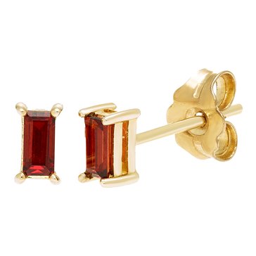 Garnet Baguette Stud Earrings