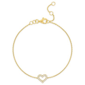 Minimalist 1/10 cttw Lab Grown Diamond Open Heart Bracelet