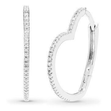 Minimalist 1/10 cttw Lab Grown Diamond Open Heart Hoop Earrings