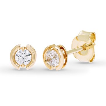 Minimalist 1/4 cttw Lab Grown Diamond Partial Bezel Stud Earrings