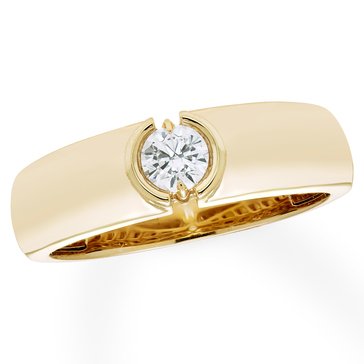 Minimalist 1/4 cttw Lab Grown Diamond Partial Bezel Ring