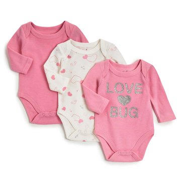 Wanderling Newborn Girls' Long Sleeve Bodysuit Set, 3-Pack