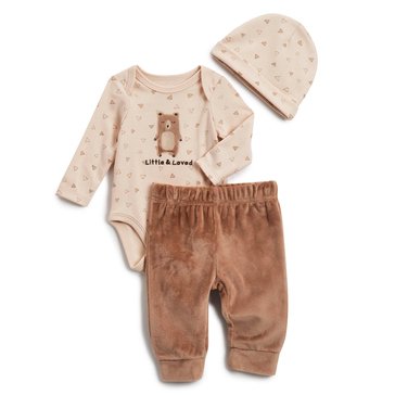 Wanderling Newborn Boys' Plush Layette With Hat Set,  3-Piece