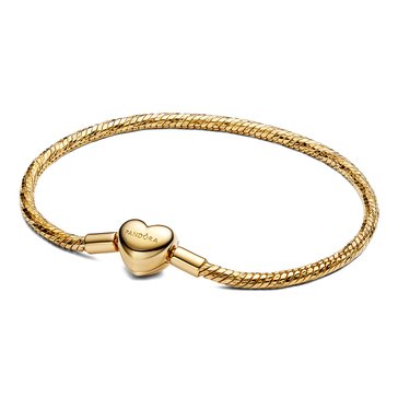 Pandora Heart Engravable Heart Clasp Twisted Snake Chain Bracelet