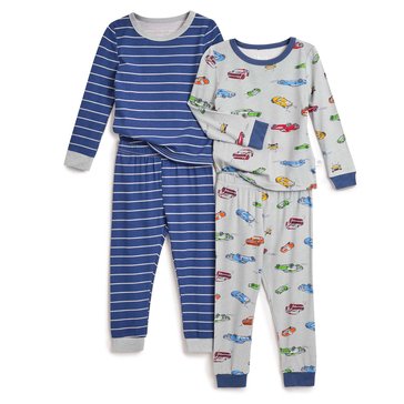 Sleep On It Toddler Boys' Bamboo Tight Fit Pajamas, 4-Pack