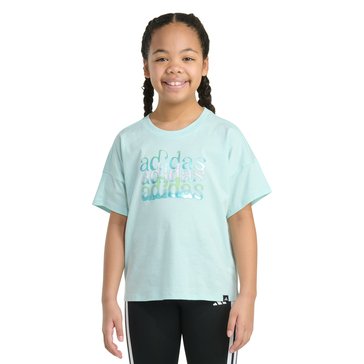 Adidas Big Girls' Logo Stacked Drop Shoulder Tee