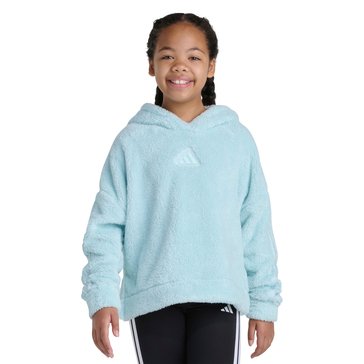 Adidas Big Girls' 3 Stripe Sherpa Pullover Hoodie