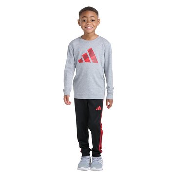 Adidas Toddler Boys' Heather All Over Print 3S Jogger Set