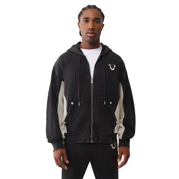 True Religion Men's Mesh Inset Rust Cinched Zip-Up Jacket