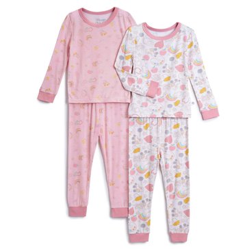 Sleep On It Infant Girls' Bamboo Tight Fit Pajamas, 4-Pack