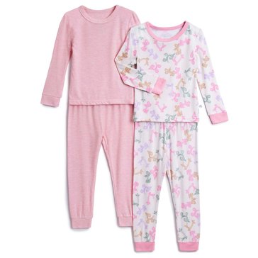 Sleep On It Infant Girls' Bamboo Tight Fit Pajamas, 4-Pack