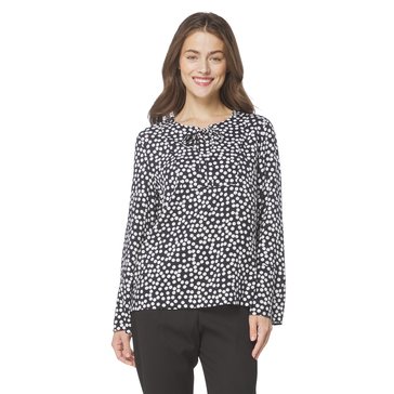 Nautica Women's Dot Bib Front-Tie Woven Top