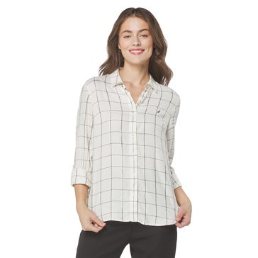 Nautica Women's Button-Down Roll Tab Woven Top
