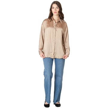 Black Tape Women's Crinkle Effect Satin Blouse