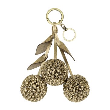 Patricia Nash Leather Pom Pom Keychain Fob