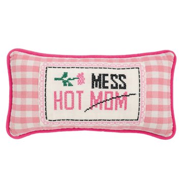 Mud Pie Hot Mess Mom Needlepoint Pillow