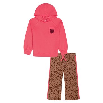 Kids Headquarters Toddler Girls' Animal Print Heart Sweatshirt Pants Set