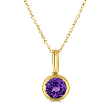Amethyst Round Bezel Pendant
