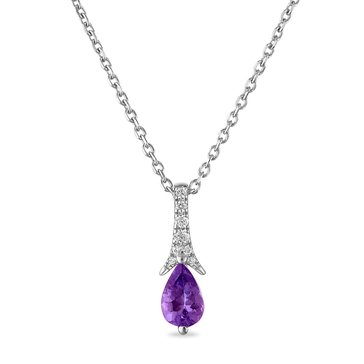 Amethyst Pear Cut with Created White Sapphire Accents Pendant