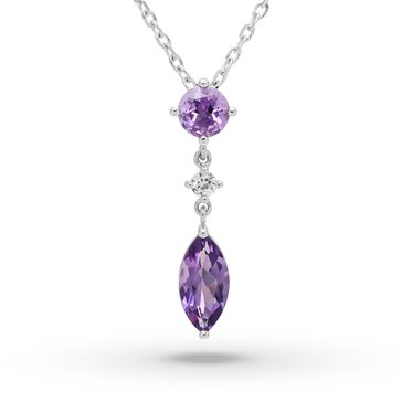 Amethyst Marquise and Round Cut with Create White Sapphire Accents Pendant