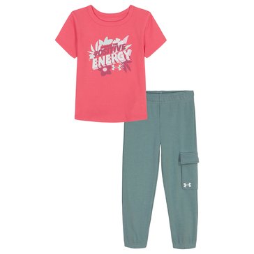 Under Armour Toddler Girls' Short Sleeve Cargo Pant Set